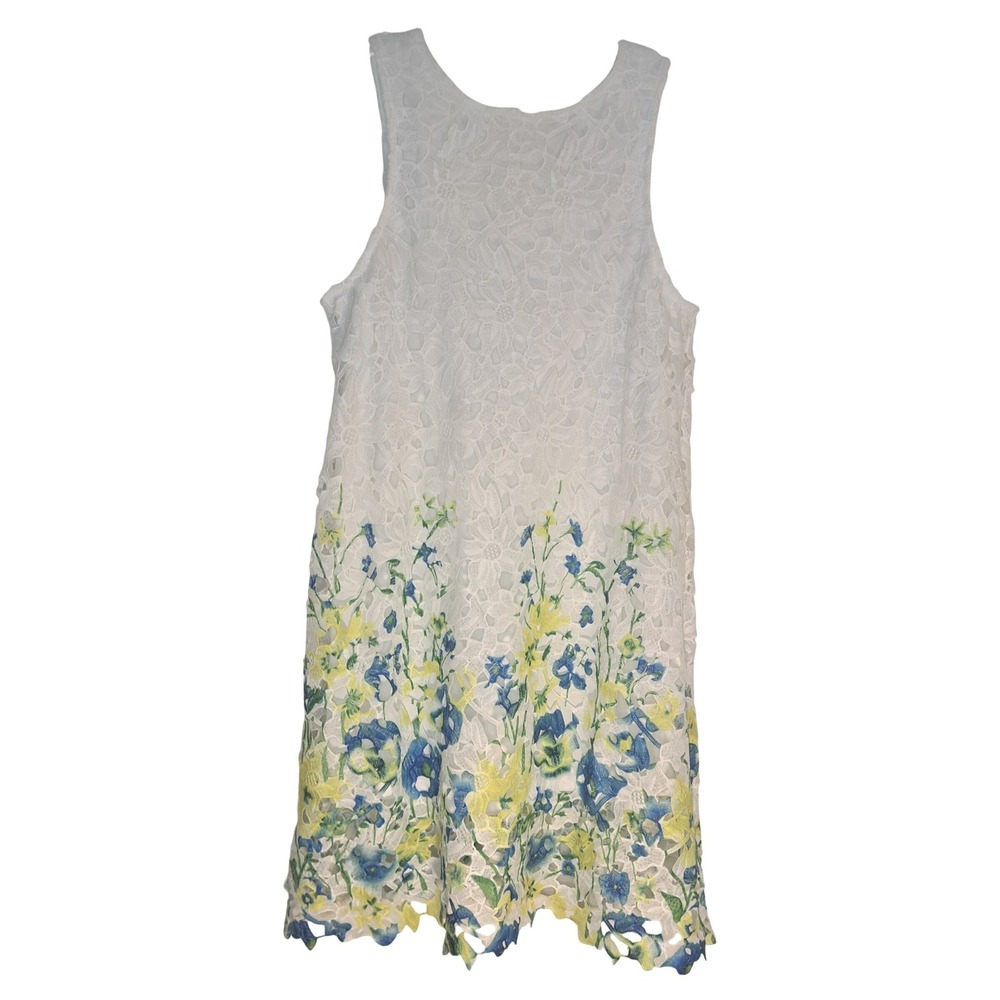 btween Floral Lace Sheath Dress Girls Sz 14 L White Blue Yellow Cottage